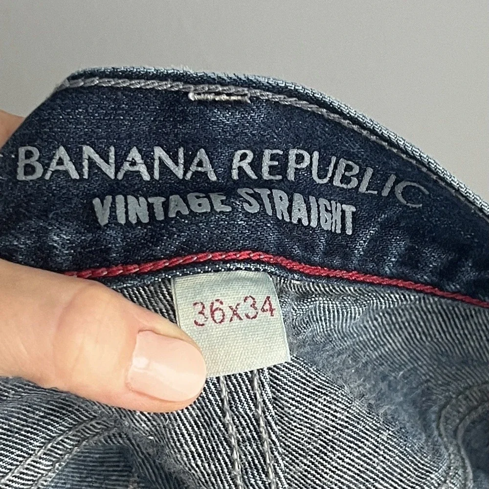 Banana Republic Vintage Straight Men's Jeans Dark Denim Measures‎ 36x31.5 *note